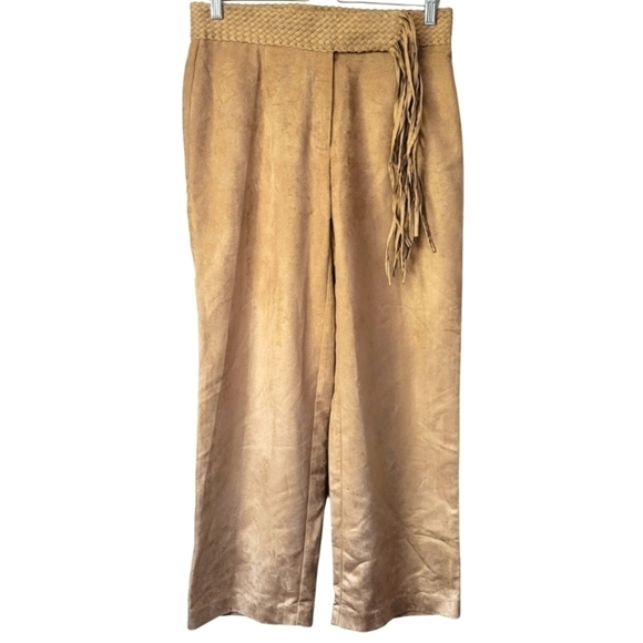 MANTLES Wide Leg Trousers with Tassle Brown Size 10 Petite - Picture 1 of 11